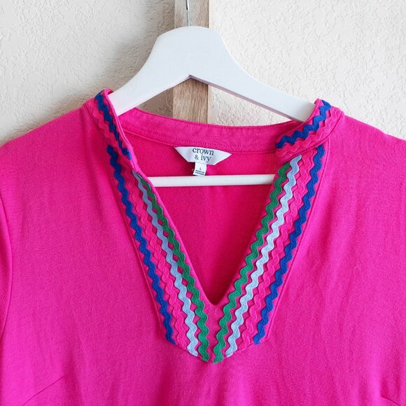 Crown & Ivy Pink Tiered Dress | Size Large | Bright Boho Style - Picture 2 of 7